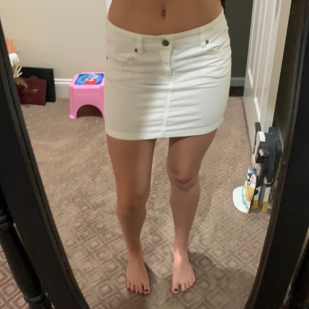 white mini skirt